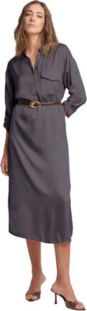 Kocca Shirt-stijl Lange Jurk - Dames - Casual kleedjes - Zwart - L - Kleedjes