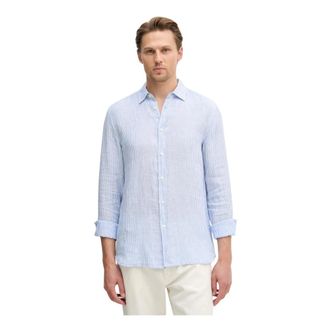 Benetton Linnen overhemd - Heren - Casual Overhemden - Blauw - XL - Linnen - Overhemden