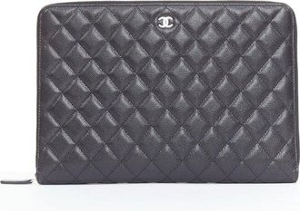 Chanel Black Quilted Leather 2024 Portfolio Case Document Case (Authentic Pre- Loved)