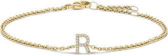 House of Brilliance 10K Gold Diamond Accent A-Z Initial Charm and Link Bracelet in Yellow | R at Nordstrom