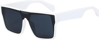 Generic Fashion Square Large Frame Mens Outdoor Commuter Sunglasses Womens Street Photography Vacation Sun Glasses(White)