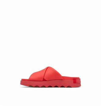 Sorel Womens Vibe Crisscross Slide In Red Glow/gum
