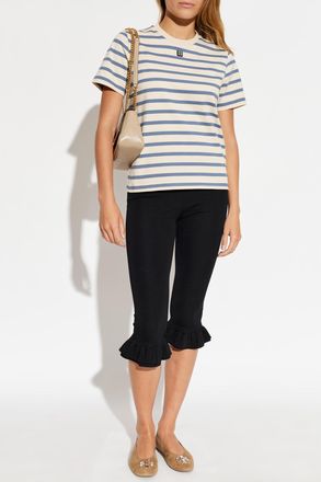 Tory Burch Striped Pattern T-shirt, Womens, Navy Blue