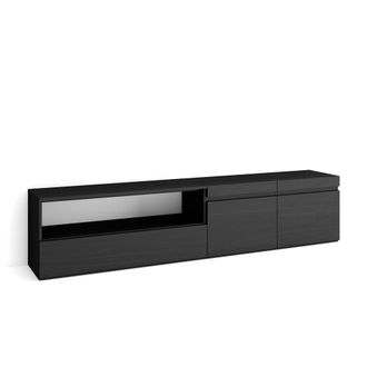 Skraut Home Mueble tv efecto madera negro 200x35x45cm