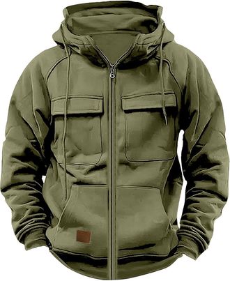 Generic Work Hoodies For Men, Half Zip Hooded Sweatshirt Windproof Warm Military Tactical Fleece Jacket Pullover Cardigans Jumper Long Sleeve Patchwork Top Wi