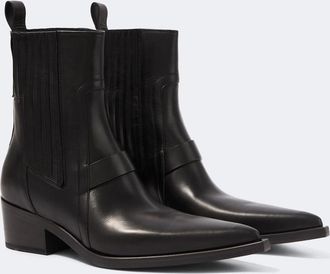 Rick Owens Pointed Silver leather ankle boots