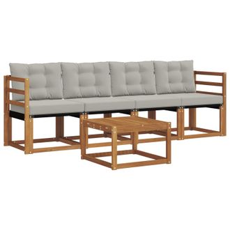 vidaXL Conjunto De Sof&aacute;s De Exterior 5 Pcs Gris Natural Y Claro Vidaxl