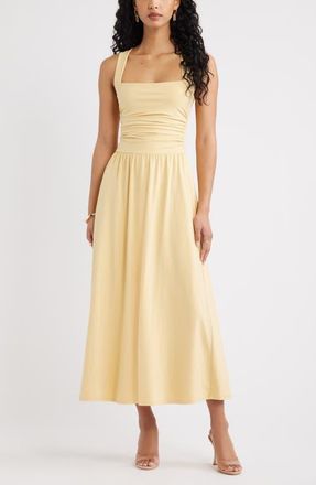 Open Edit Square Neck Maxi Dress in Yellow Sahara at Nordstrom, Size X-Large