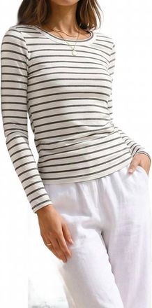 Fifteen Twenty Steff Shirred Top In Black And White