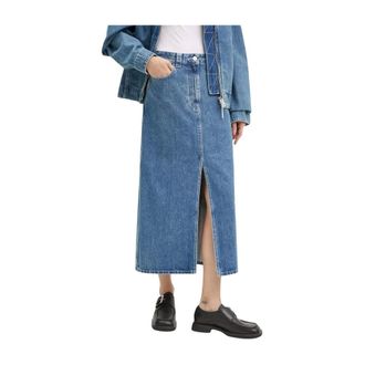 Sunnei Falda vaquera con parche de logo - Skirts - Mujer - Azul - L