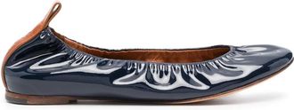 Lanvin Patent Leather Ballerina Flats In Navy Blue
