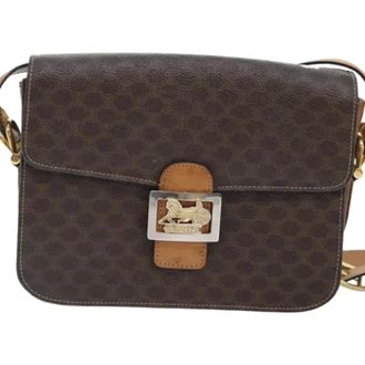 Celine Pre-owned Cross Body Bags, female, Brown, Size: ONE SIZE Pre-owned Vintage Macadam Shoulder Bag