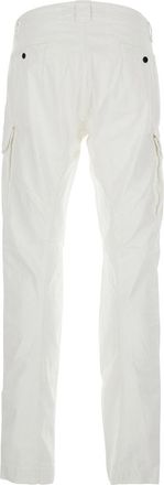 C.P. Company Mens Cargo Trousers White Stretch Cotton
