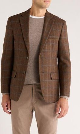 Tommy Hilfiger Brown Plaid Wool Sport Coat in Brown/Blue at Nordstrom Rack, Size 38 Regular