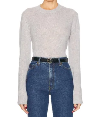 Enza Costa Cashmere Easy Long Sleeve Crew Neck Sweater In Heather Grey