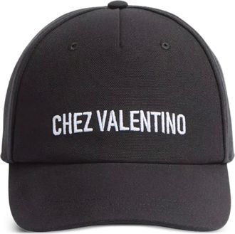 Valentino Garavani Cappello da baseball con ricamo Chez Valentino - Nero