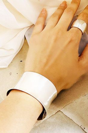 Otis Jaxon Chunky Sterling Silver Adjustable Wide Cuff Bangle