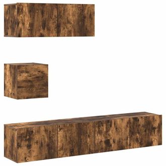 Berkfield Home 4 Piece TV Cabinet Set Smoked Oak Engineered Wood in Brown