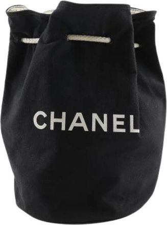 Chanel Pre-owned Bucket Bags, female, Black, Size: ONE SIZE Pre-owned Pool Bag Cotton Shoulder Bag