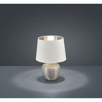 Trio Leuchten Trio Lighting - Sobremesa Moderna Cer&aacute;mica Plata Luxor Blanco Pantalla &Oslash;18 Cm Trio Iluminaci&oacute;n