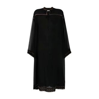 Dries Van Noten Semi-sheer Embroidered Midi Dress - female - Dries Van Noten - Midi Dresses - Black - S - Dresses