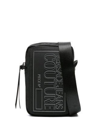 Versace Jeans Couture logo-patch zipped crossbody bag - men - Polyamide/Polyester - OS - Black