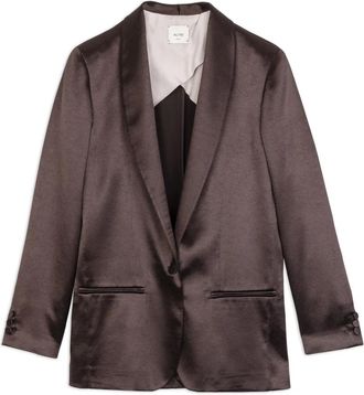 Alysi Chocolat Blazer - Dames - Blazers - Bruin - M - Leer - Jassen