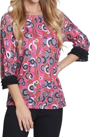 Multiples Print Slub Knit Top In Multi