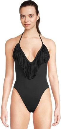 L*Space L*Space Desert Days Swimsuit Womens Black Fringe Details One-Piece UPS1226