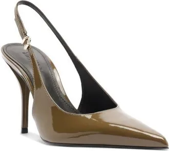 Schutz Liora Slingback Pointed Toe Pump in Dried Olive/palmilha at Nordstrom, Size 10.5