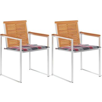 vidaXL Vidaxl - Sillas De Jard&iacute;n Con Cojines 2 Uds Madera Maciza Acacia Y Acero