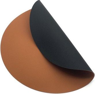 OEM 6 Manteles Individuales De Lujo Con Aspecto De Piel - 6 Piezas - Redondos Negro/marr&oacute;n - 38 Cm - Doble Cara - Kade 171