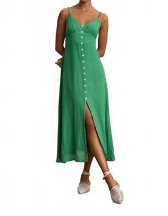 Velvet Janet Button Front Dress In Emerald