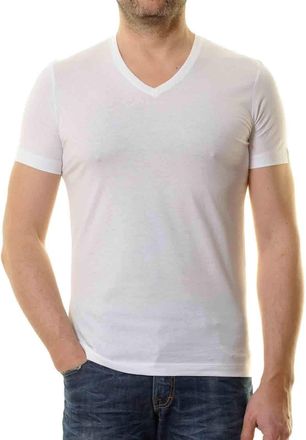 Ragman T-Shirt RAGMAN Set:, Herren, Gr. XXL, weiss (wei&szlig;), Baumwolle, slim fit, V-Ausschnitt, Shirts T-Shirt