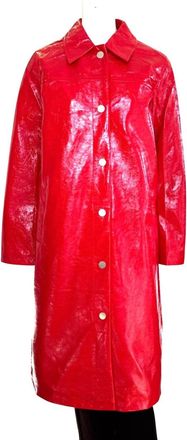 T Tahari Womens Patent Leather Coat In Red