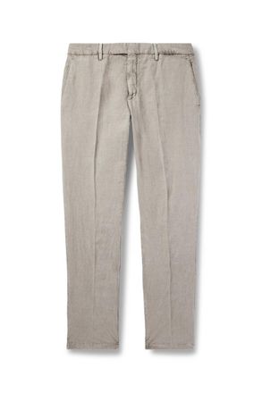 Boglioli Slim-Fit Straight-Leg Garment-Dyed Linen Suit Trousers