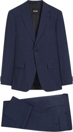 HUGO BOSS Kostuums, Heren, Blauw, 3Xl, Wol, Maatpak van scheerwol met elasthan