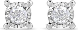 House of Brilliance Silver 1.0 Ct Diamond Miracle- Solitaire Stud Earrings in White at Nordstrom
