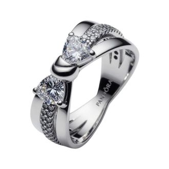 Pandora Anello Catena Maglia Cubana Pav&egrave; - female - Pandora - Rings - Gray - 48 MM - Accessories