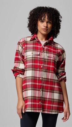 Columbia Blue Point Creek Shirt Jacket Womens Red Macro Buffalo Check JAX10