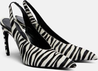 The Attico Viper zebra-print calf hair pumps