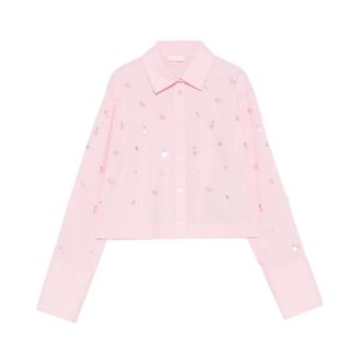 Liu Jo Shirts, female, Pink, Size: XL Boxy Shirt with Bejewelled Embellishment