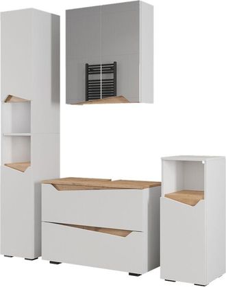 Vicco Conjunto De Muebles De Ba&ntilde;o Marelle, Blanco/artesano, 4 Partes, Vicco