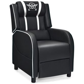 Costway Costway Gaming Recliner Chair PU Leather Single Recliner Sofa Adjustable w/ Footrest in White