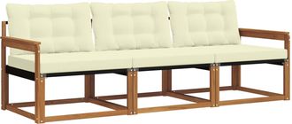 vidaXL Conjunto De Sof&aacute;s De Exterior 3 Uds. Natural Y Crema Vidaxl