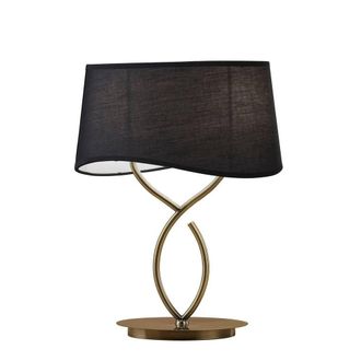 Netlighting Ninette Table Lamp 2 Light E14 Large Antique Brass With Black Shade