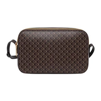 Calvin Klein Allover Emblem Logo Camera Bag - Dames - Tassen - Bruin - Maat: ONE Size Poliester