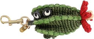 Anya Hindmarch Textured Green Cactus Shape Raffia Wallet