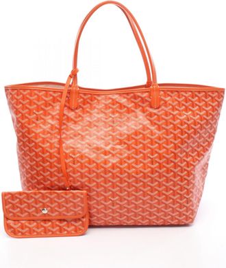 Goyard Saint Louis Ivory Multi-Color Orange Coated Canvas Leather Tote Bag (Pre-Owned)