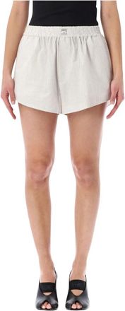 Maison Margiela Striped Cotton Poplin Shorts - Dames - Bermuda - Wit - XS - Katoen - Korte Broeken
